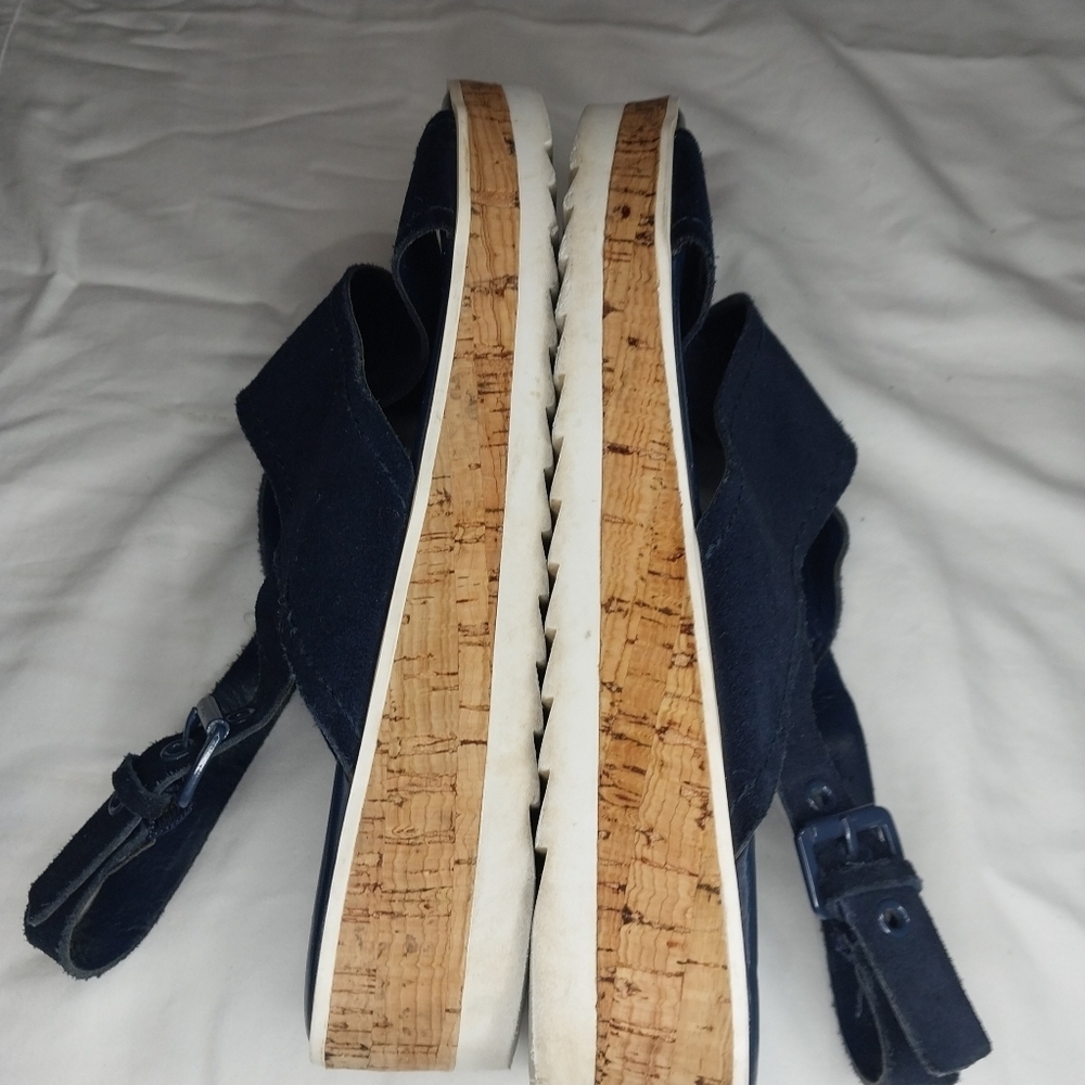 Marc Fisher Glitze Wedge Sport Lug Sole Slingback Navy Sandal Size 8 1/2 - Picture 12 of 12